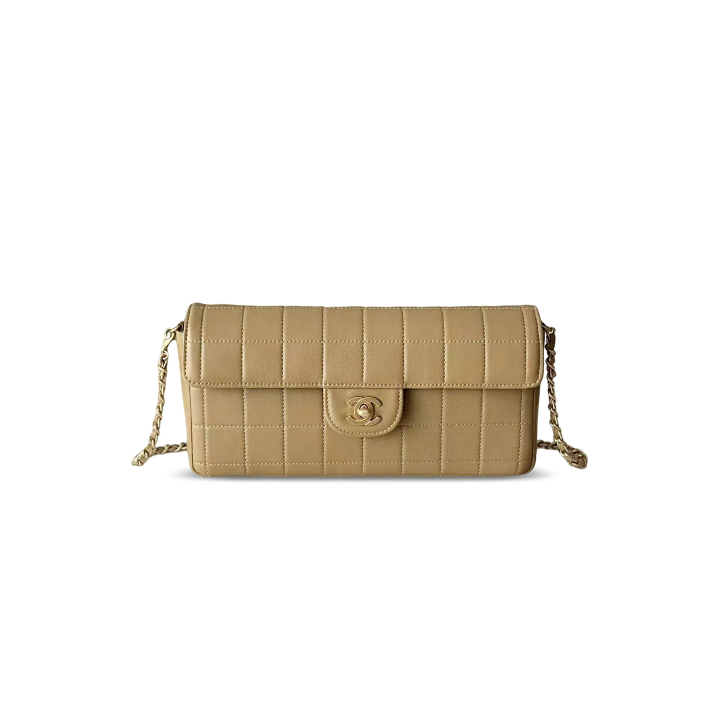 Ch**el east west chocolate bar flap bag a15316 (26*13*4cm)